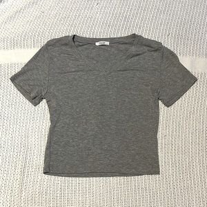 Active Basic, grey, crop top, v neck